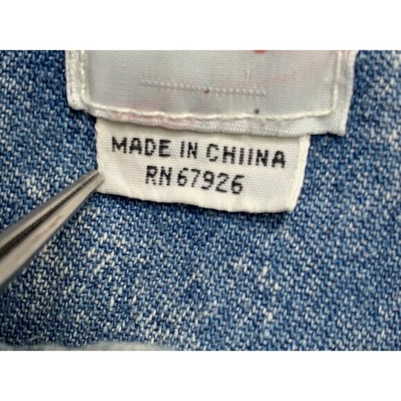 VTG Cowgirl Medium Denim Western Fringe Shirt Bling Acid Wash Cotton RA10050 - Picture 11 of 11